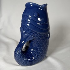 Blue Ceramic Gluggle Jug Fish