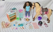 OUR GENERATION DOLL VET & HORSE RIDING BUNDLE black BATTAT animals DOG fish PET