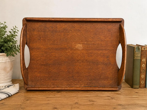 Vintage oak serving tray tea - serving,