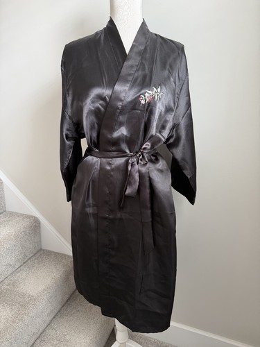 Black faux silk japanese - black,