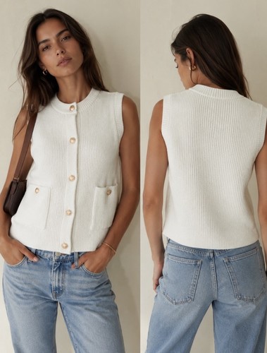 Zara cream knit waistcoat - cream,