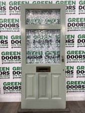 WOODEN FRONT DOOR 1930S EXTERIOR EXTERNAL ANTIQUE RECLAIMED HARDWOOD GREEN TALL