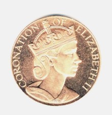 GB 1953 CORONATION MEDAL BRASS PLATED BROINZE BOXED 35mm