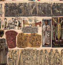 JESTER HERALDRY - Religious King Medieval Life German 1884 Antique Print w Video