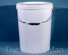 25 L Ltr Litre White Plastic Bucket Container with Lid and Metal Handle FoodSafe