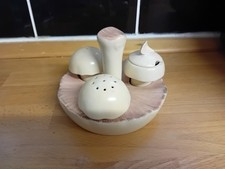 Carlton Ware Mushroom Salt Pepper Mustard Set Pots, Condiments, Trio