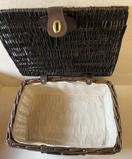 Empty Christmas Wicker Food Storage Picnic Hamper + Cotton Lining - 33 x 24cm