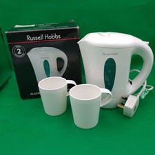 Russell Hobbs Classic White Travel Kettle (3061) Boxed With 2 Cups No Filter