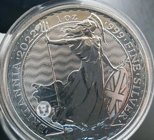 1 oz Silver Britannia 2022 UK .999 Fine Bullion Coin in capsule