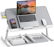 Laptop Bed Table Stand with Drawer Folding Legs Grey For Auction