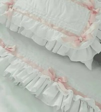 Beautiful Romany Style Baby Bedding Quilt and Pillowcase White Nursery Decor