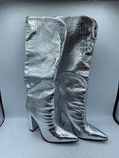 Women Silver Knee High Boots