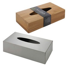 Bamboo Or Brushed Chrome Tissue Hanky Box Holder Dispenser Bathroom Toilet Decor
