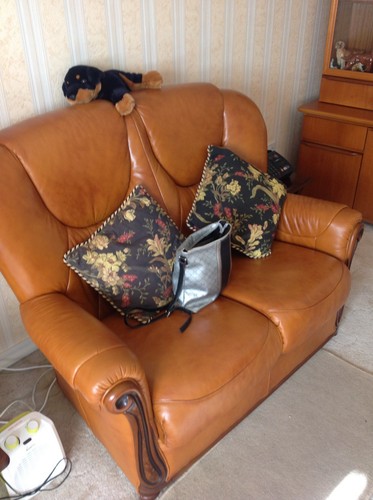 Leather wood lounge suite - lounge,