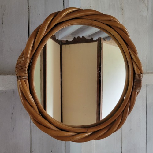 French vintage rattan round
