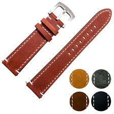 Leather Watch Strap Crazy Horse Vintage Quick Release Band 18mm 20mm 22mm