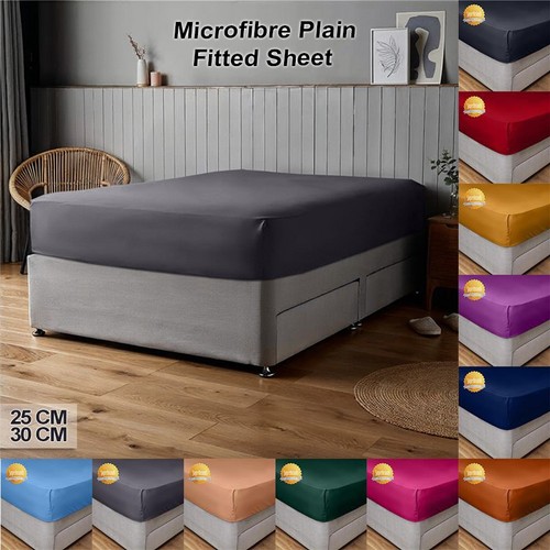 Plain microfibre fitted sheet - microfibre,