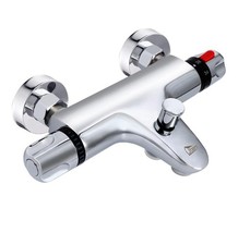 Chrome Thermostatic Bath Shower Mixer, Uten 38°C Safety Lock Anti-Scald, Thermos