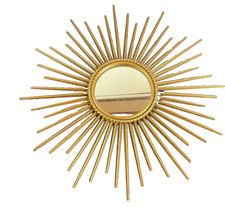 Vintage Sun Mirror Witch's Eye Chaty Vallauris 50 Cm Golden Metal Ray