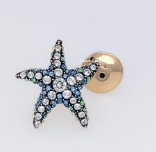 SCS 100% Genuine SWAROVSKI Swan Signed Starfish Brooch Tack Pin Sparkle Crystals
