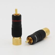 24K Gold Plated Hi-Fi Speaker Audio Cable RCA Plug Connector Solderless Adapter
