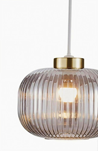 Smoked ribbed glass globe - smoked,
