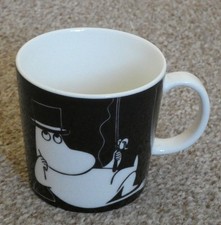 Arabia Finland Black & White Ceramic Moominpappa Thinking Mug