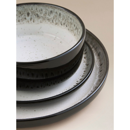 12pc black stoneware dinner - black,