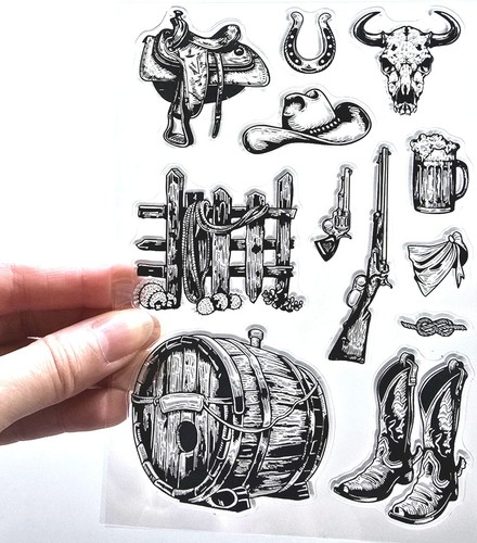 Clear stamps cowboy boots hat - cowboy,