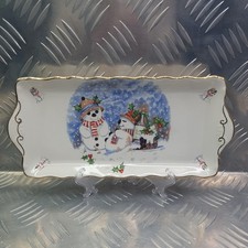 James Kent Regal 12 Christmas Snowmen Sandwich Platter Tray Plate 28x14cm (ZZ)