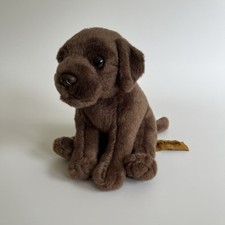 Living Nature Chocolate Labrador Sitting Dog Puppy Soft Toy Plush Beanie 16cm
