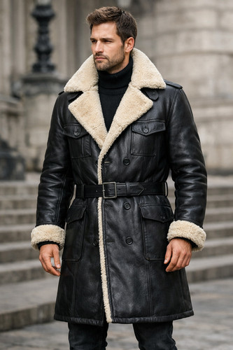 Men black sheepskin - men's,