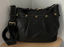 Blondie Mania women's luxury large black full grain leather shoulder bag/hobo
