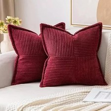 MIULEE Corduroy Cushion Covers Pack of 2 Decorative Modern w/Zipper 18x18 Inch