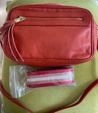 NEW BORSE IN PELLE ORANGE QUALITY LEATHER CAMERA STYLE CROSSBODY BAG SPARE STAP