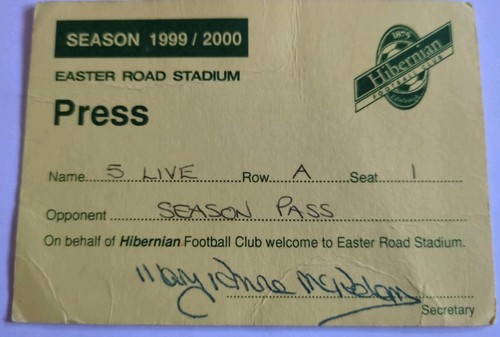 Hibernian press pass for - press,