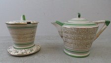 Phoenix Ware - Art Deco - Small Teapot and Lidded Preserve Pot With Saucer