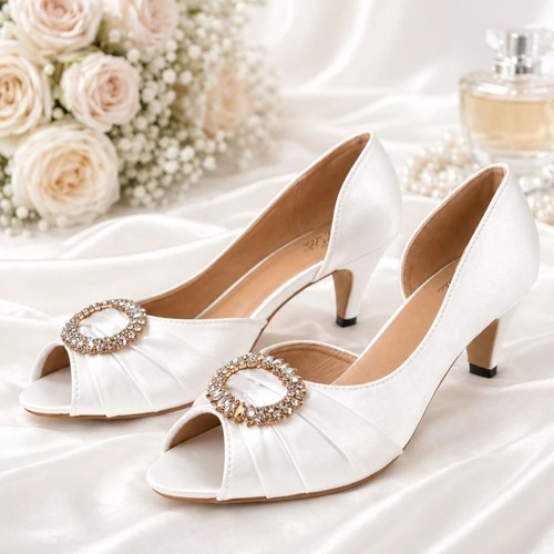 Woman satin bridal shoe - shoe, 2"
