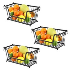 3 x Black Stackable Metal Wire