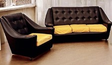 Black Mid Century 3 Seater
