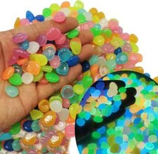 100 Glow In The Dark Pebbles Luminous Stones Garden Walkaway Aquarium Fish Tank