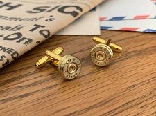 Men's Gold Army 7.62 x 39 Brass Bullet Cufflinks Jewellery Wedding Best Man