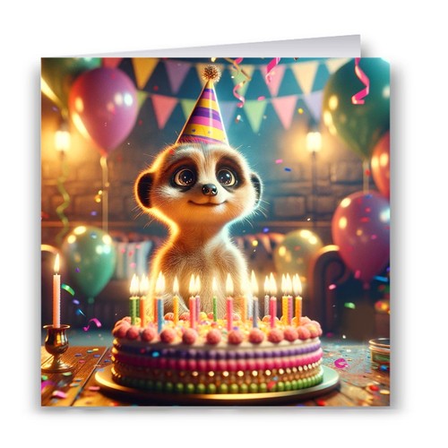 Cute meerkat birthday - meerkat, card