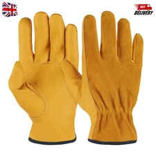 Yellow Leather Work Gardening Thorn Proof Builders Driver Gloves