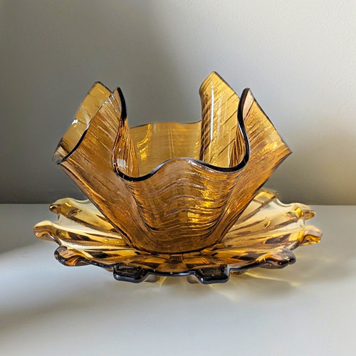 Vintage amber art glass - vintage,
