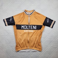 Molteni Arcore Mens Short Sleeve Jersey Orange Black Full Zip Cycling size S