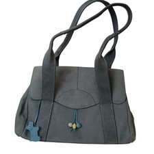 Blue Leather Radley Handbag Women's Double Handles Shoulder Bag Charm - Preloved