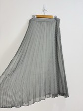 Hush Skirt Women Size 12 Black White Gingham Check Midi Pleated Chiffon Lined