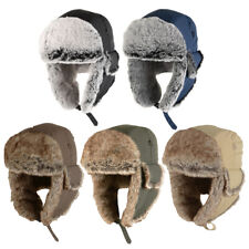 Taslan Ushanka Trapper Hat -  Faux Fur Lined Russian Style Ski Warm Winter Cap