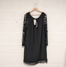 Debut Sequin Embroidered Sleeve Tunic Dress Black UK 14 - New